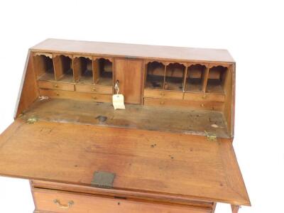 A George III oak and rosewood cross banded bureau - 2