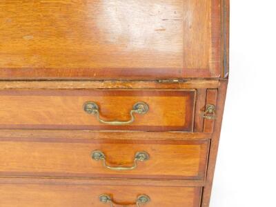 A George III oak and rosewood cross banded bureau - 4