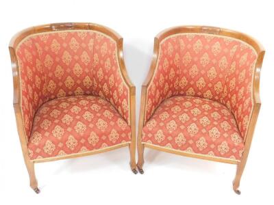 A pair of Victorian mahogany and line inlaid tub chairs - 4