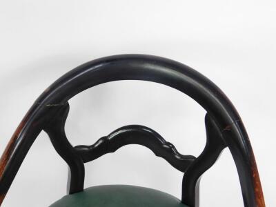 A Victorian ebonised open tub chair - 2