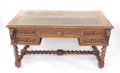 A Victorian oak desk