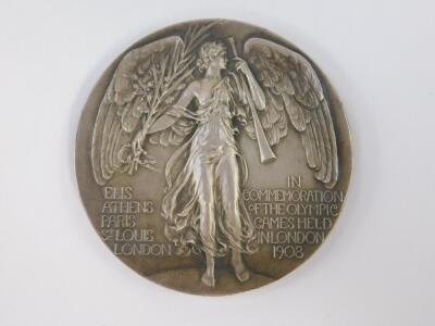 An Olympic Games 1908 commemorative silver medallion - 2