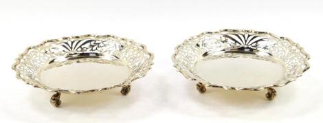A pair of Victorian silver sweetmeat dishes