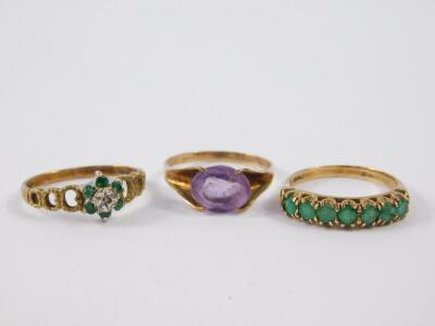 A 9ct gold and amethyst single stone ring