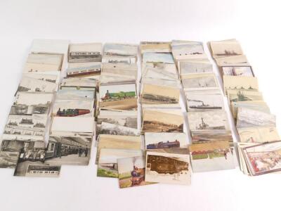 Early 20thC Naval Maritime and Railway postcards. (qty)