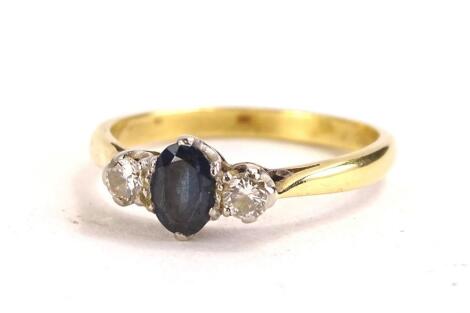 An 18ct gold sapphire and diamond dress ring