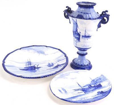 Three items of Royal Crown Derby blue and white porcelain