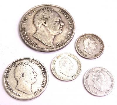 Five William IV coins