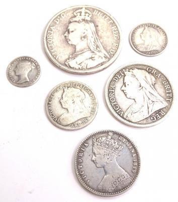 Six Victorian silver coins