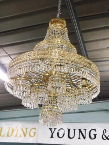 A fourteen light gilt metal chandelier