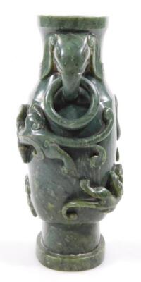 A polished jade coloured stone vase - 4