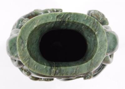 A polished jade coloured stone vase - 5