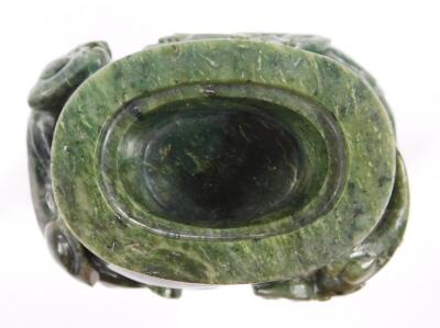 A polished jade coloured stone vase - 6