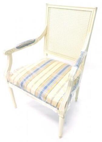 A French style cream painted open armchair