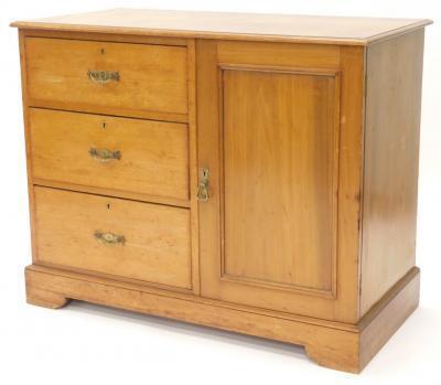 A late 19thC stained pine side cabinet