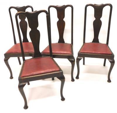 A set of four early 20thC mahogany Queen Anne style dining chairs