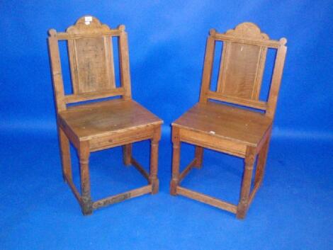 A pair of oak joint chairs in 17thC style