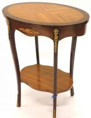 A continental kingwood and rosewood two tier occasional table