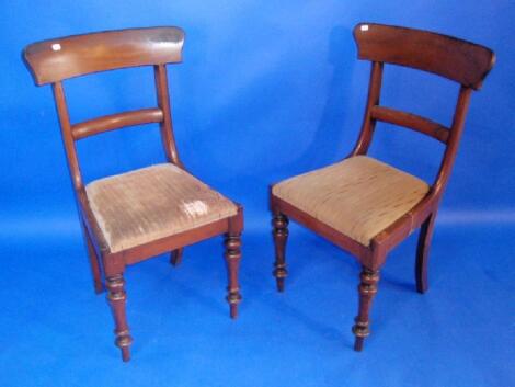 A set of six Victorian mahogany bar back dining chairs with overrun cresting rails