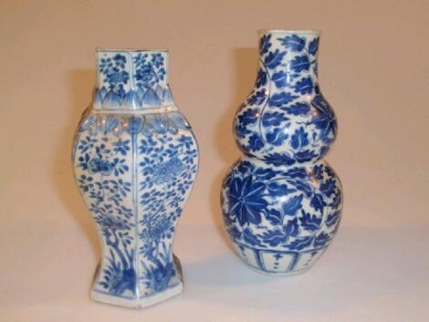 Two Chinese blue and white vases