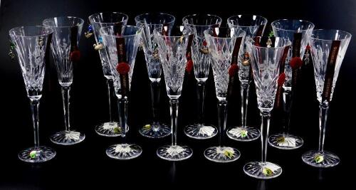 Twelve Waterford Crystal limited edition Twelve Days of Christmas glasses