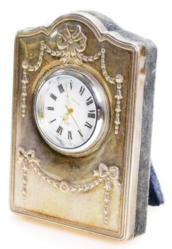 An Elizabeth II silver fronted mantel clock