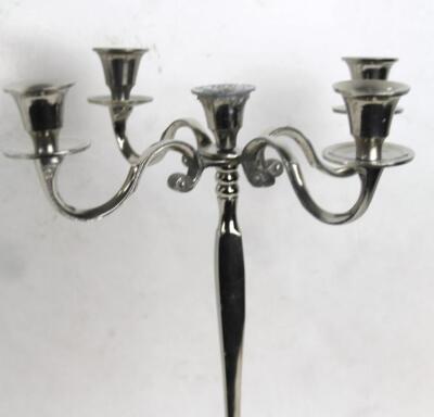 A set of four chrome plated five branch candelabra - 2