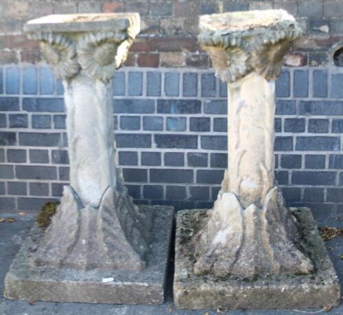 A pair of stone garden planters