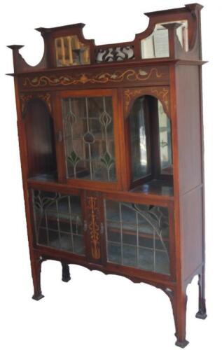 A late Victorian mahogany Art Nouveau design display cabinet