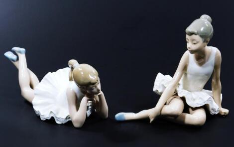 A Nao Lladro figure of recumbent ballerina