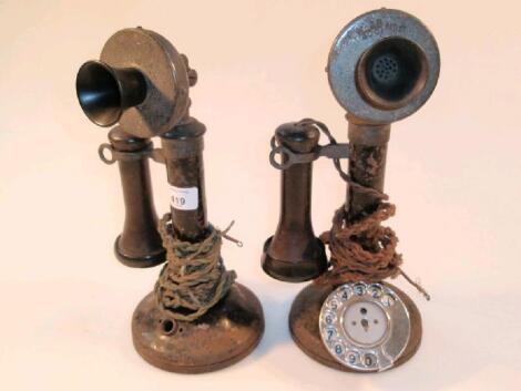 Two early 20thC candlestick telephones