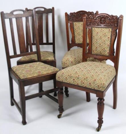 A pair of late 19thC carved walnut dining chairs