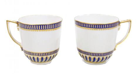 A pair of unusual large size 18thC coffee or chocolate cups