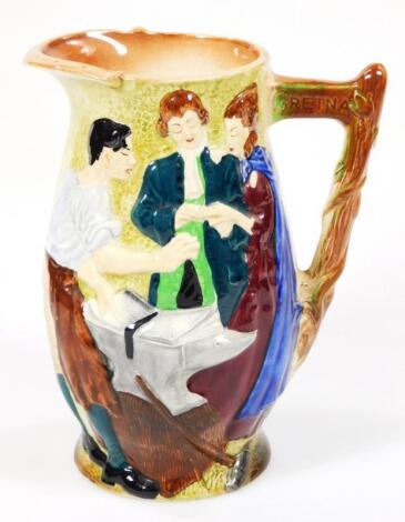 A mid 20thC Burleighware Runaway Marriage Gretna Green jug