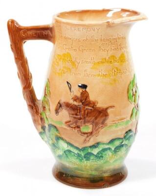 A mid 20thC Burleighware Runaway Marriage Gretna Green jug - 2