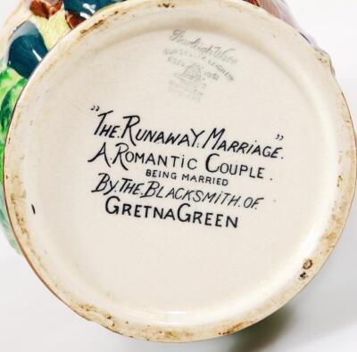 A mid 20thC Burleighware Runaway Marriage Gretna Green jug - 3