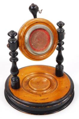 A late 19thC part ebonised watch stand