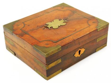 A mid 19thC mahogany and part brass bound box