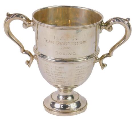 A George V silver military boxing trophy