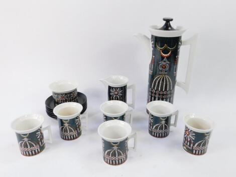 A Portmeirion pottery part coffee service decorated in the Magic City pattern