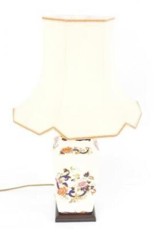 A Masons ironstone table lamp decorated in the Blue Mandalay pattern