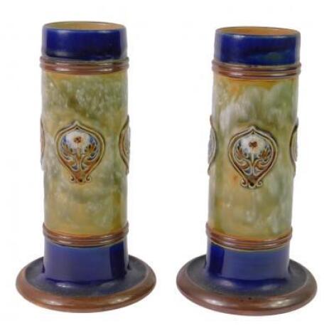 A pair of Royal Doulton late 19thC stoneware vases