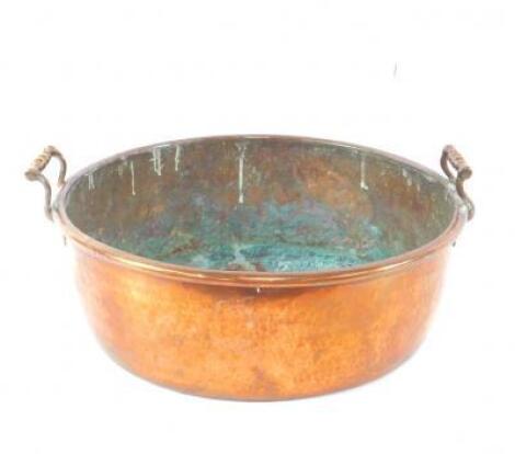 A Victorian twin handled copper jam pan