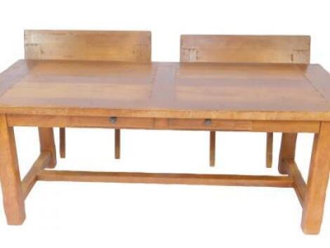 A French oak draw leaf kitchen table