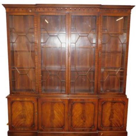 A Chippendale style mahogany breakfront bookcase