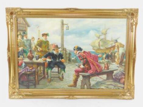 Continental School. Sixteenth century sailors in discussion outside a tavern