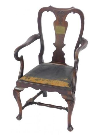 An early Georgian style mahogany carver chair