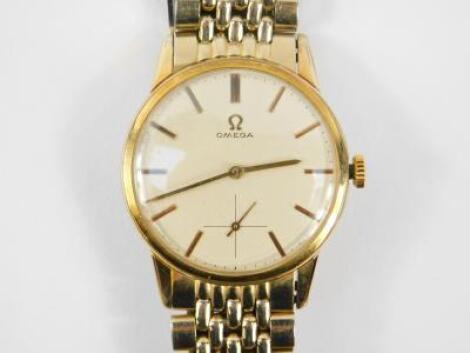 An Omega gentleman's gold plated cased circular wristwatch