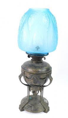 A Jugendstil brass oil lamp