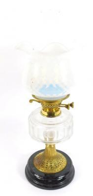 A brass oil lamp